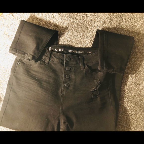 BLACK VANILLA STAR high rise Jeggings! Destructed Sz 9 - Picture 15 of 15